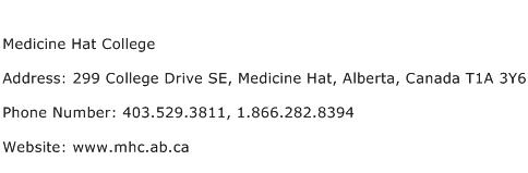 Medicine Hat College Address Contact Number