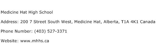 Medicine Hat High School Address Contact Number