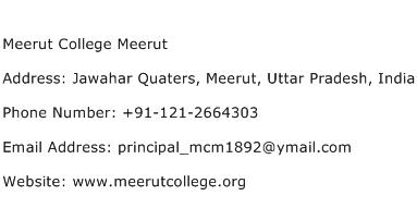 Meerut College Meerut Address Contact Number