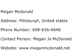 Megan Mcdonald Address Contact Number