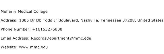 Meharry Medical College Address Contact Number