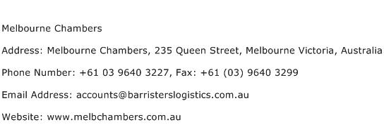 Melbourne Chambers Address Contact Number