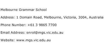 Melbourne Grammar School Address Contact Number