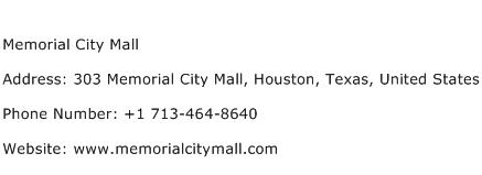 Memorial City Mall Address Contact Number
