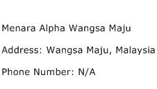 Menara Alpha Wangsa Maju Address Contact Number