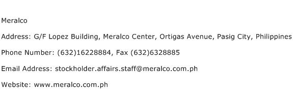 Meralco Address Contact Number