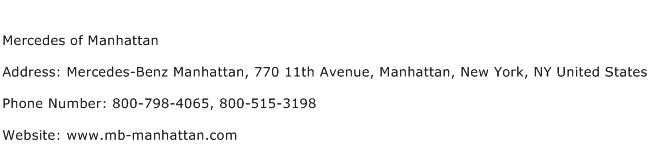 Mercedes of Manhattan Address Contact Number