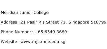 Meridian Junior College Address Contact Number