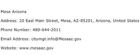 Mesa Arizona Address Contact Number