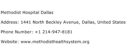 Methodist Hospital Dallas Address Contact Number