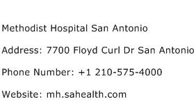 Methodist Hospital San Antonio Address Contact Number