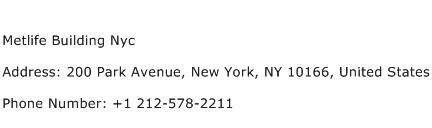 Metlife Building Nyc Address Contact Number