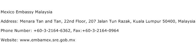 Mexico Embassy Malaysia Address Contact Number