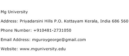 Mg University Address Contact Number
