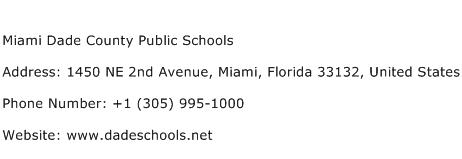 Miami Dade County Public Schools Address Contact Number
