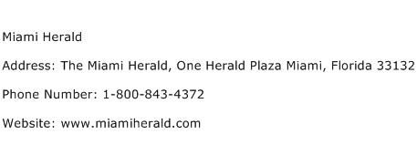 Miami Herald Address Contact Number