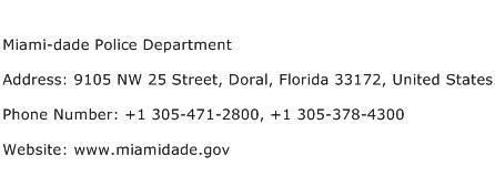 Miami dade Police Department Address Contact Number