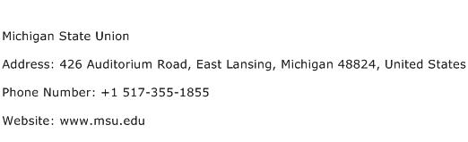 Michigan State Union Address Contact Number