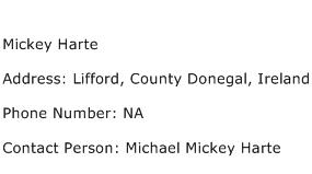 Mickey Harte Address Contact Number