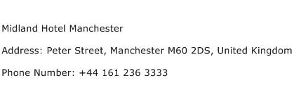 Midland Hotel Manchester Address Contact Number