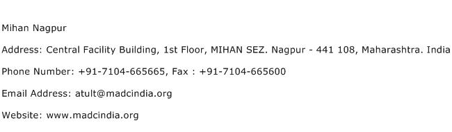 Mihan Nagpur Address Contact Number