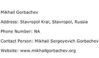 Mikhail Gorbachev Address Contact Number