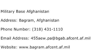 Military Base Afghanistan Address Contact Number