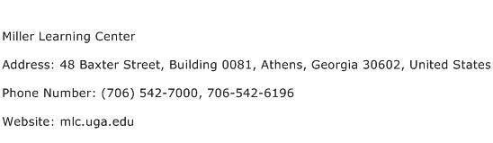 Miller Learning Center Address Contact Number