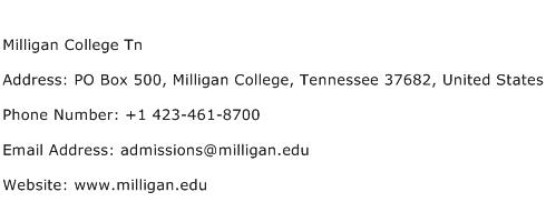 Milligan College Tn Address Contact Number