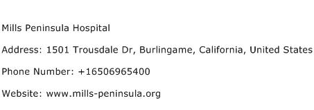 Mills Peninsula Hospital Address Contact Number