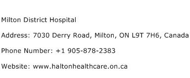 Milton District Hospital Address Contact Number