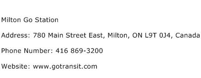 Milton Go Station Address Contact Number