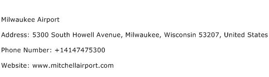 Milwaukee Airport Address Contact Number