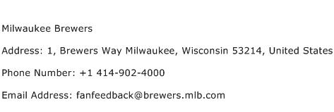 Milwaukee Brewers Address Contact Number