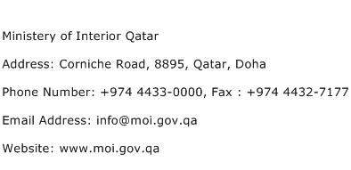 Ministery of Interior Qatar Address Contact Number