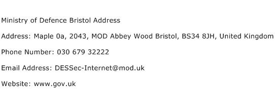 Ministry of Defence Bristol Address Address Contact Number