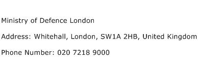 Ministry of Defence London Address Contact Number