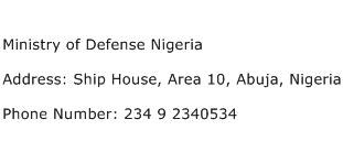 Ministry of Defense Nigeria Address Contact Number
