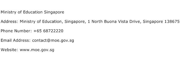 Ministry of Education Singapore Address Contact Number