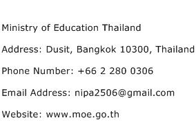 Ministry of Education Thailand Address Contact Number