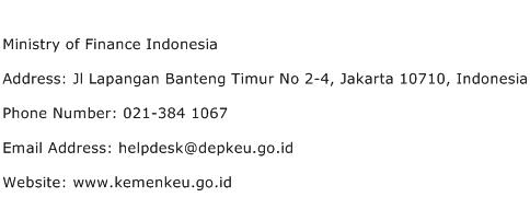 Ministry of Finance Indonesia Address Contact Number