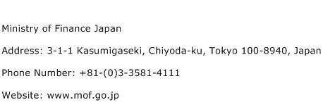 Ministry of Finance Japan Address Contact Number