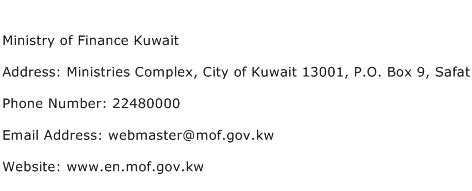 Ministry of Finance Kuwait Address Contact Number