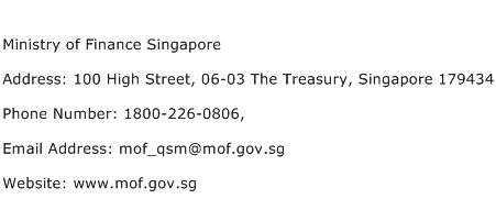 Ministry of Finance Singapore Address Contact Number