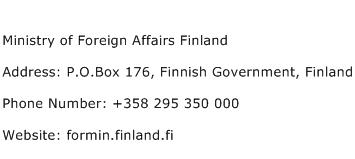 Ministry of Foreign Affairs Finland Address Contact Number