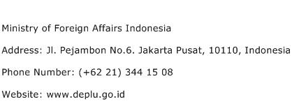 Ministry of Foreign Affairs Indonesia Address Contact Number