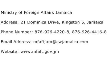 Ministry of Foreign Affairs Jamaica Address Contact Number