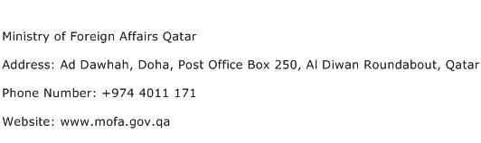 Ministry of Foreign Affairs Qatar Address Contact Number
