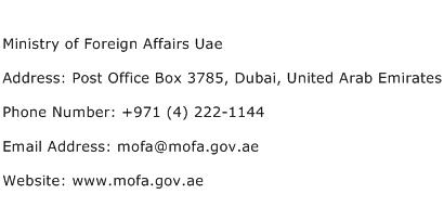 Ministry of Foreign Affairs Uae Address Contact Number