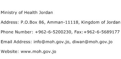 Ministry of Health Jordan Address Contact Number